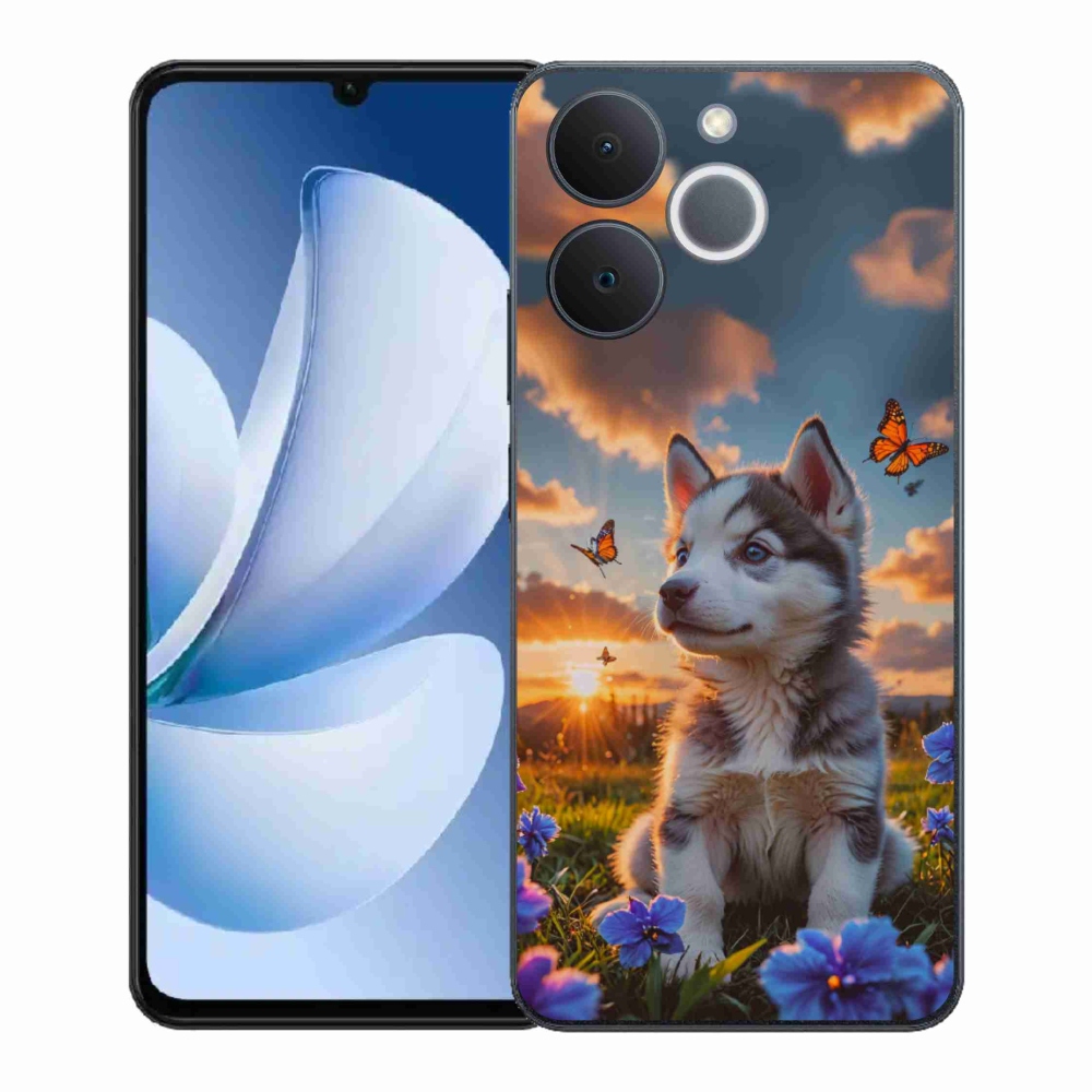 Gélový kryt mmCase na Realme Note 70T - husky pri západe slnka