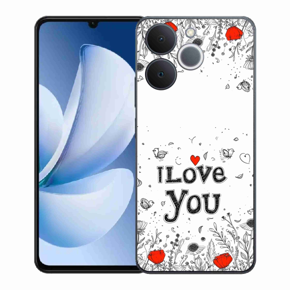 Gélový kryt mmCase na Realme Note 70T - I love you biele pozadie