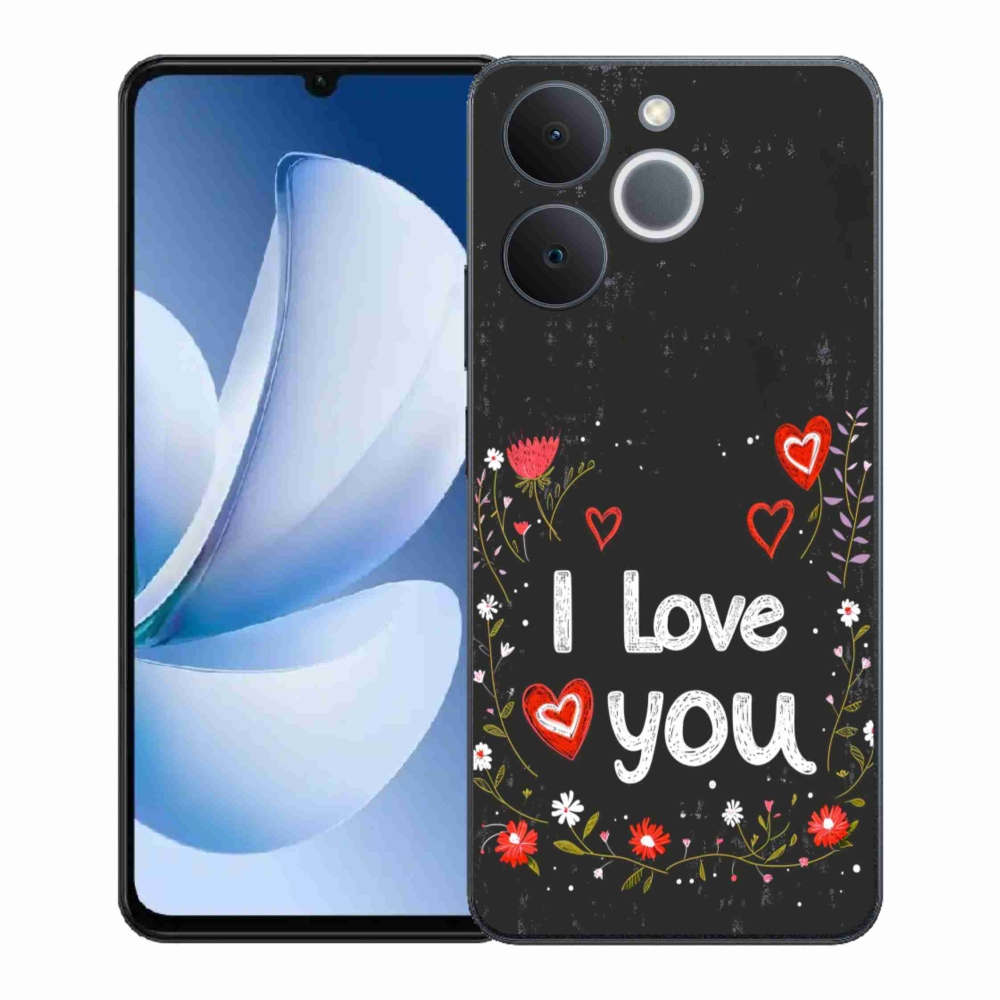 Gélový kryt mmCase na Realme Note 70T - I love you čierne pozadie