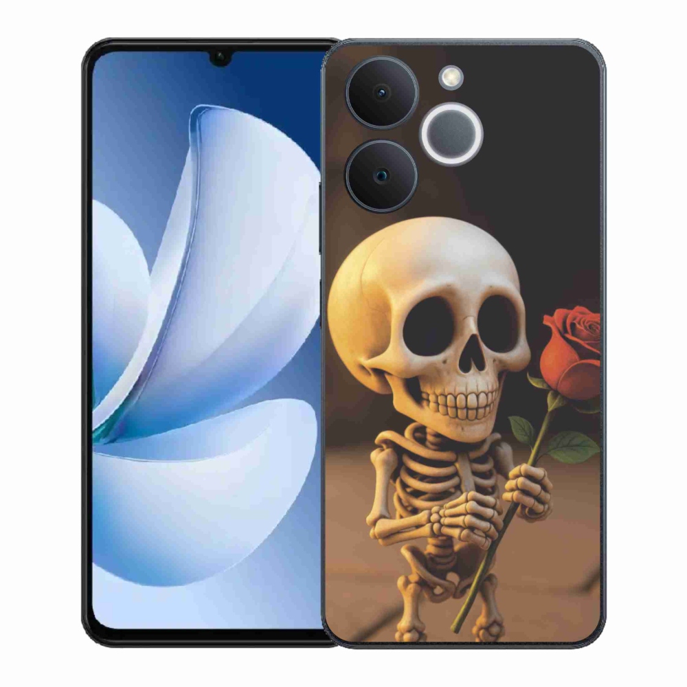 Gélový kryt mmCase na Realme Note 70T - kostlivec s ružou
