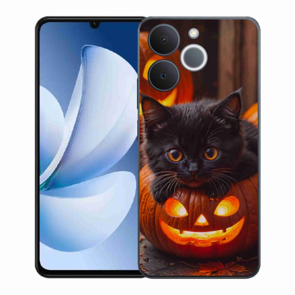 Gélový kryt mmCase na Realme Note 70T - mačiatko a tekvica