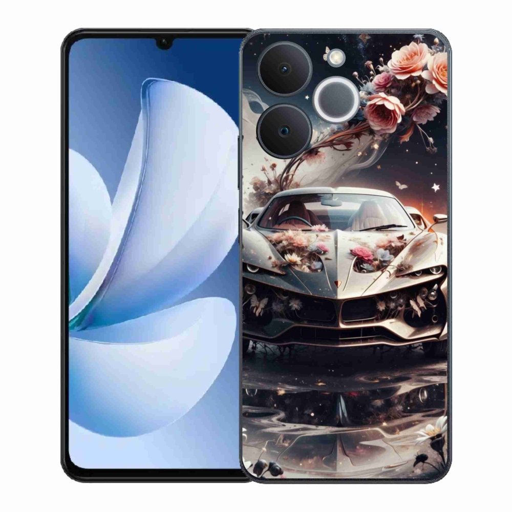 Gélový kryt mmCase na Realme Note 70T - kvetinový športový automobil