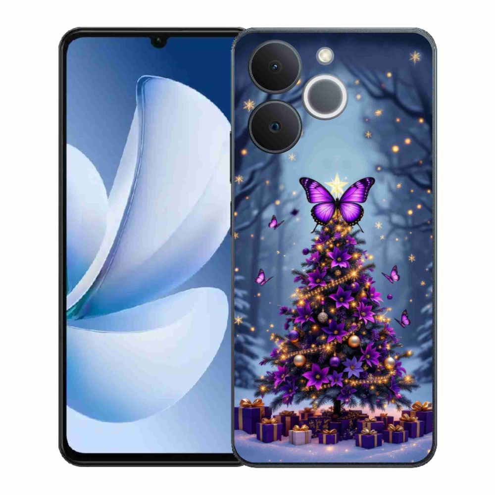 Gélový kryt mmCase na Realme Note 70T - motýlí vianočný stromček