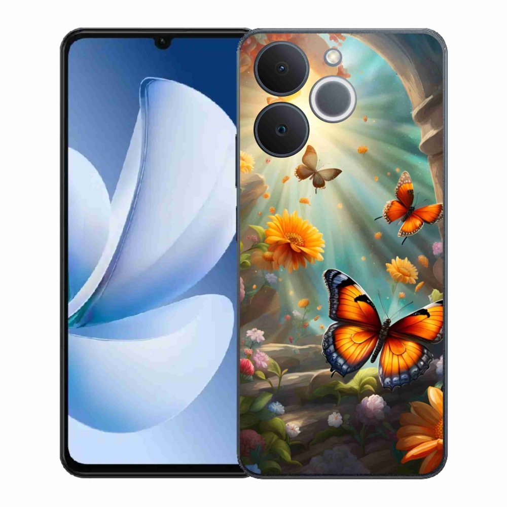 Gélový kryt mmCase na Realme Note 70T - motýlia záhrada 2