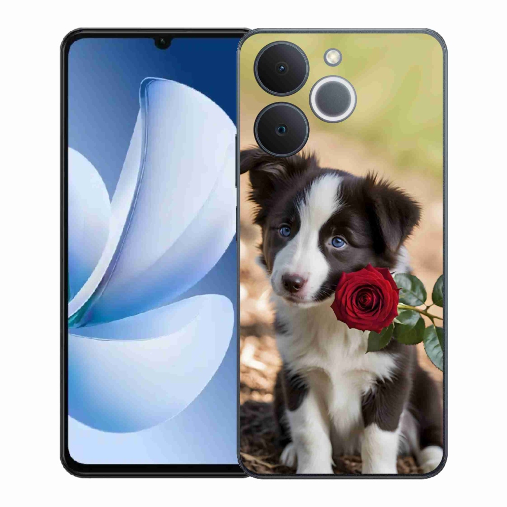 Gélový kryt mmCase na Realme Note 70T - roztomilá border kólia s ružou