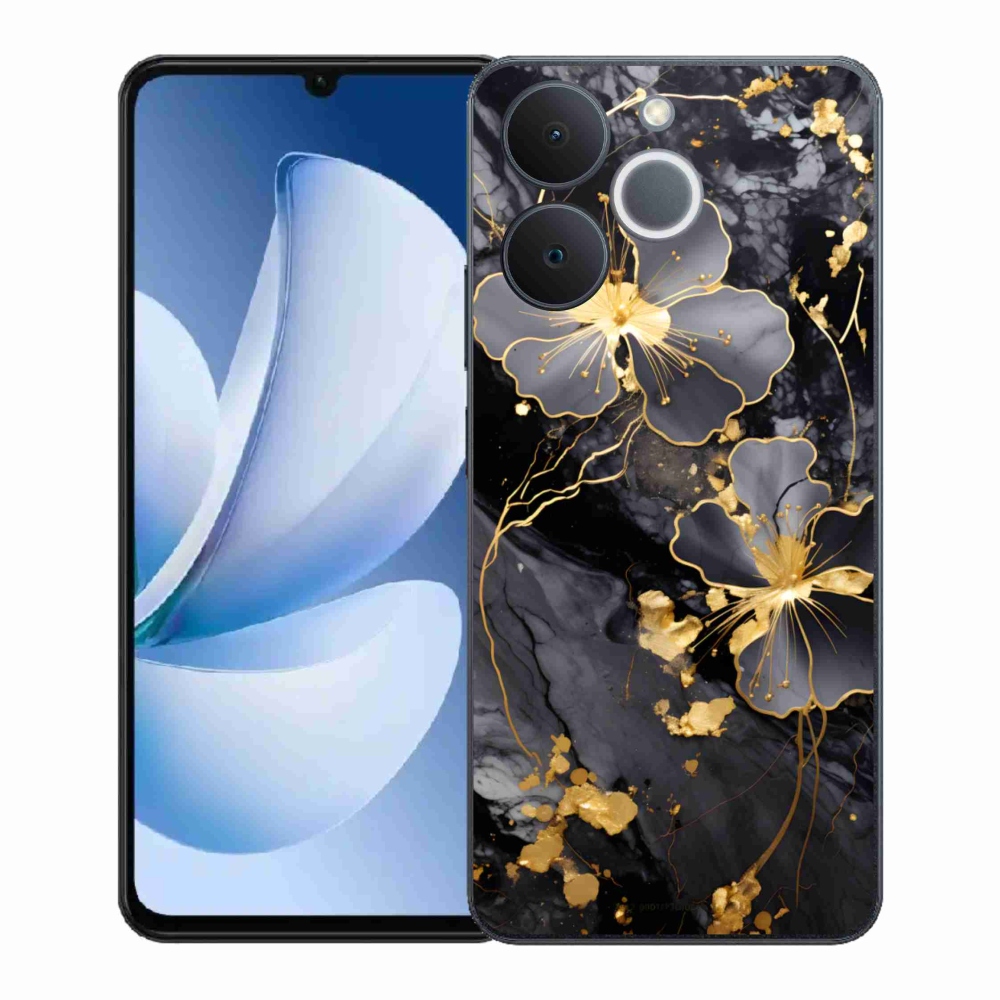 Gélový kryt mmCase na Realme Note 70T - zlaté kvety