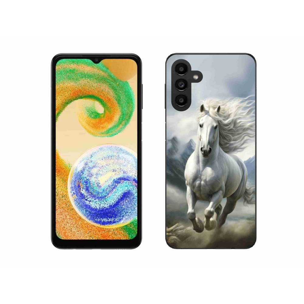 Gélový kryt mmCase na Samsung Galaxy A04s (164,7x76,7x9,1 mm) - bežiaci biely kôň 3