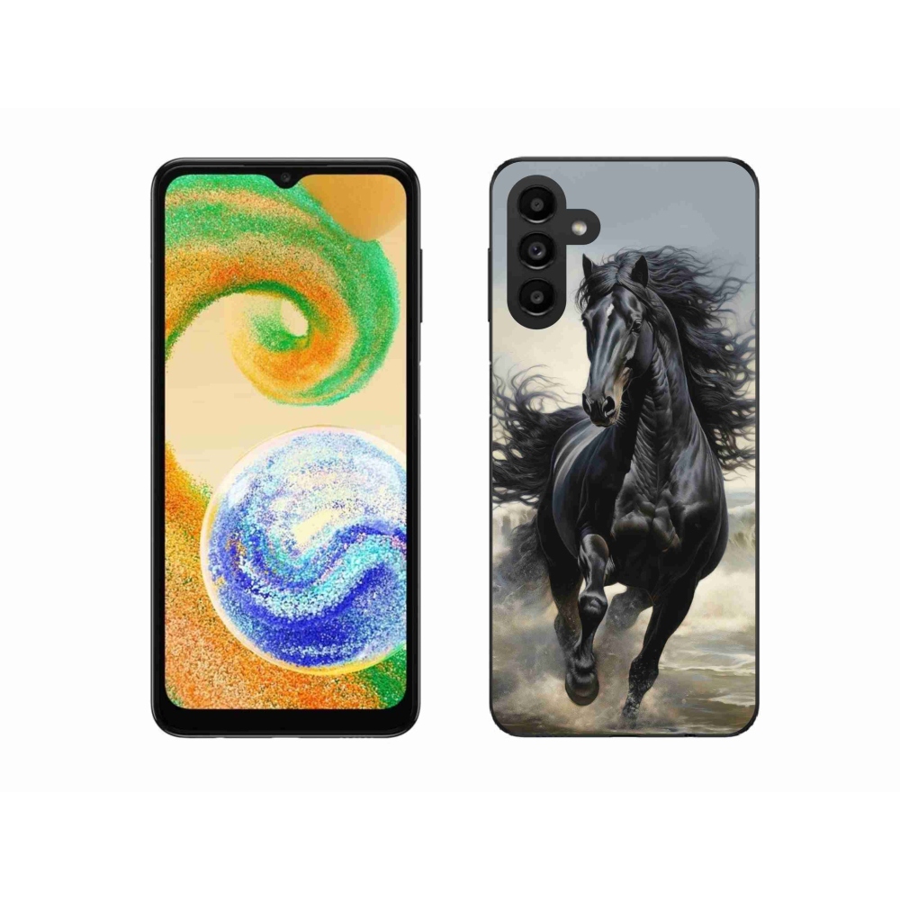 Gélový kryt mmCase na Samsung Galaxy A04s (164,7x76,7x9,1 mm) - bežiaci čierny kôň
