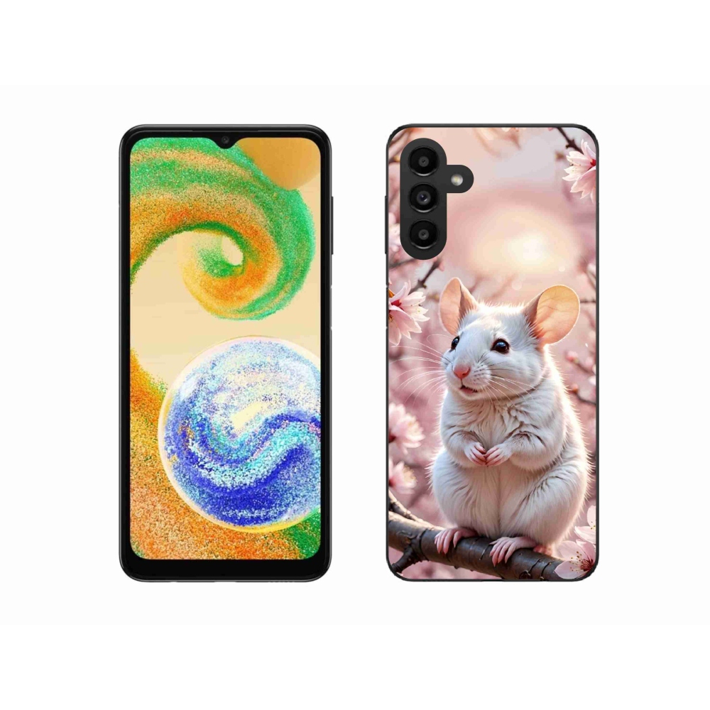 Gélový kryt mmCase na Samsung Galaxy A04s (164,7 x76, 7x9, 1 mm) - biela myš na vetve