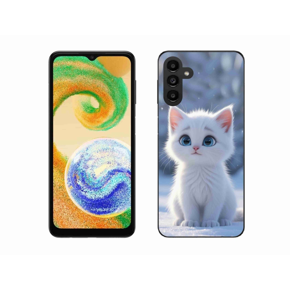 Gélový kryt mmCase na Samsung Galaxy A04s (164,7x76,7x9,1 mm) - biele mačiatko 3
