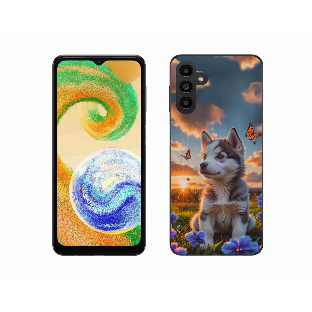 Gélový kryt mmCase na Samsung Galaxy A04s (164,7 x76, 7x9, 1 mm) - husky pri západe slnka