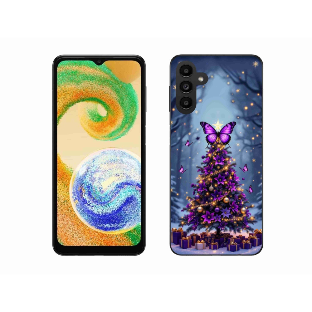Gélový kryt mmCase na Samsung Galaxy A04s (164,7 x76, 7x9, 1 mm) - motýlí vianočný stromček
