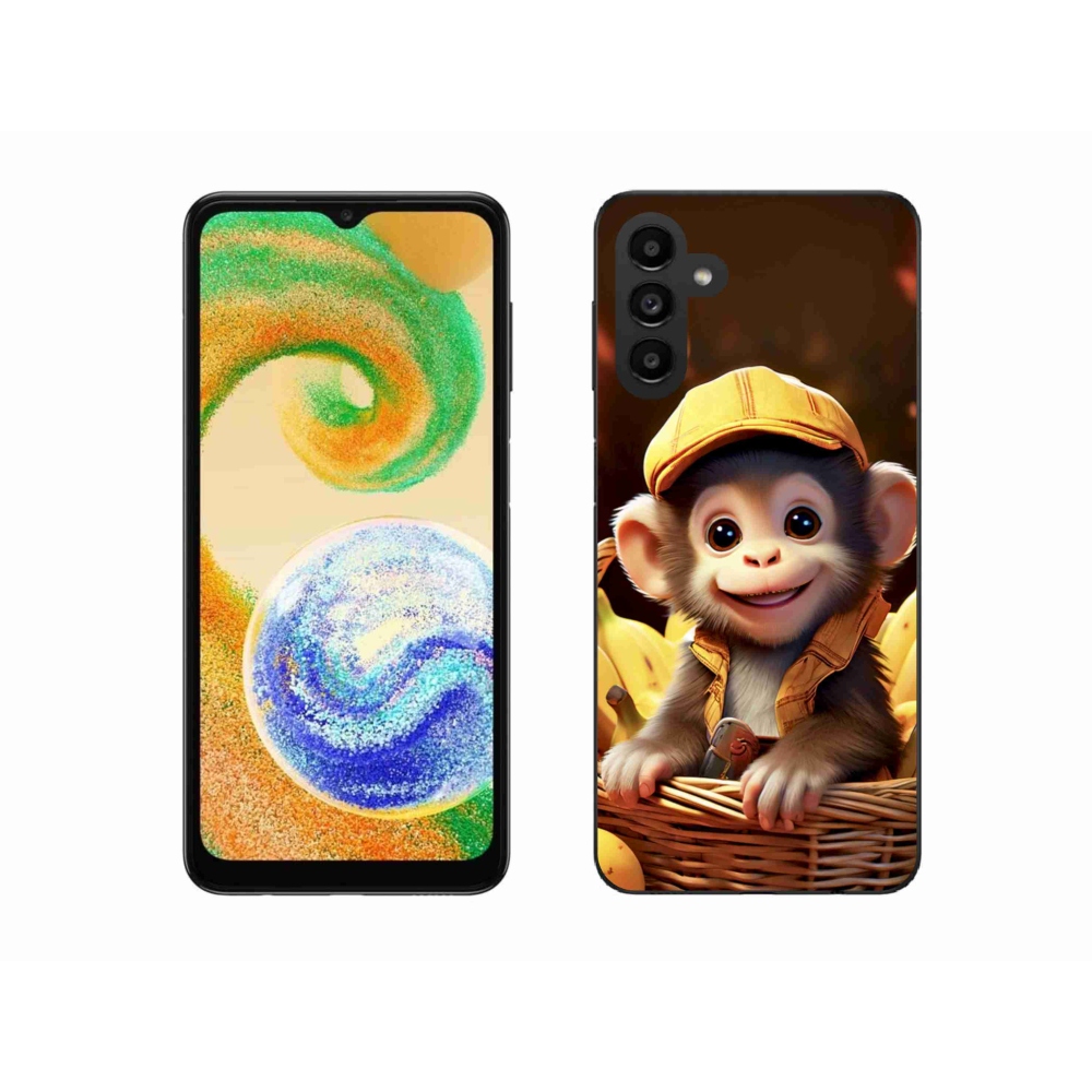 Gélový kryt mmCase na Samsung Galaxy A04s (164,7x76,7x9,1 mm) - opice v košíku