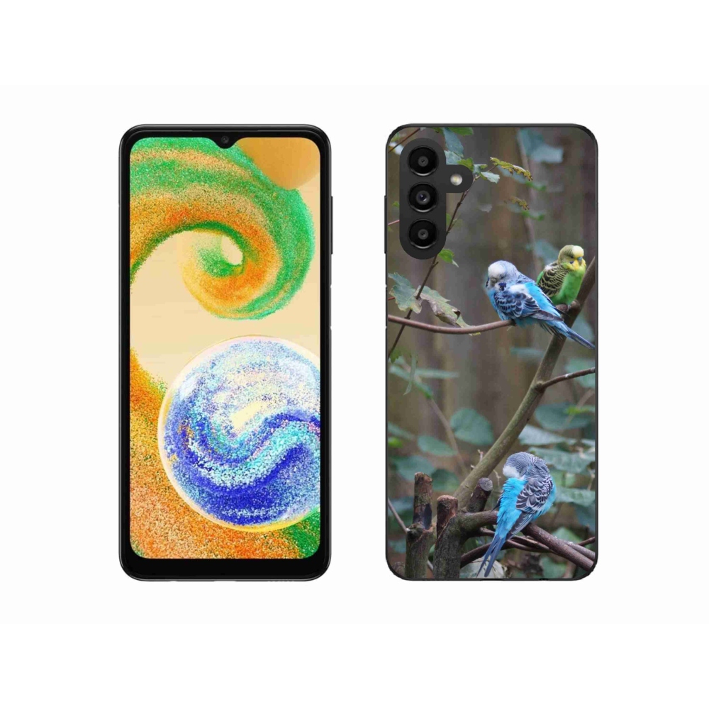 Gélový kryt mmCase na Samsung Galaxy A04s (164,7x76,7x9,1 mm) - papagáje na vetve