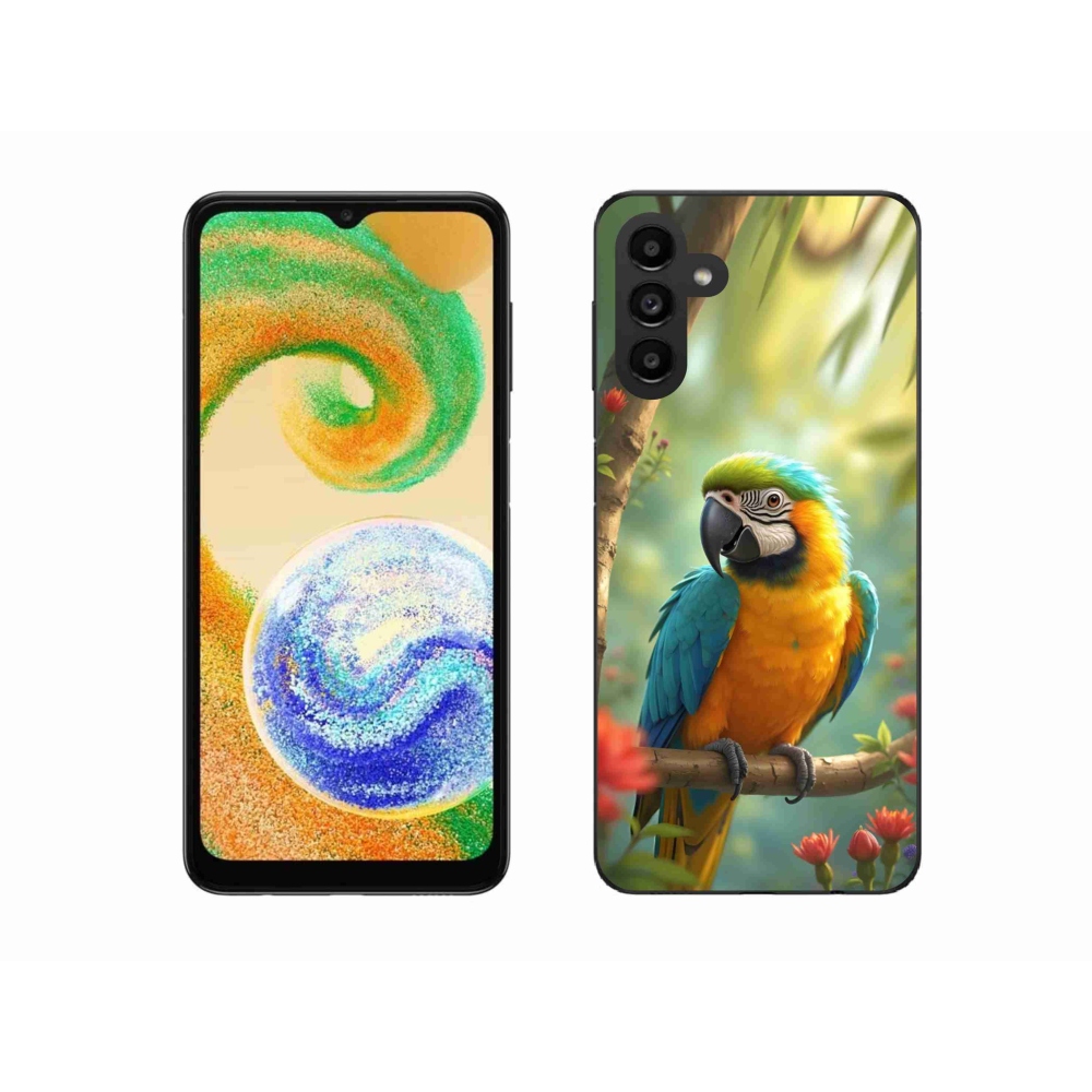 Gélový kryt mmCase na Samsung Galaxy A04s (164,7x76,7x9,1 mm) - papagáj ara modrožltá