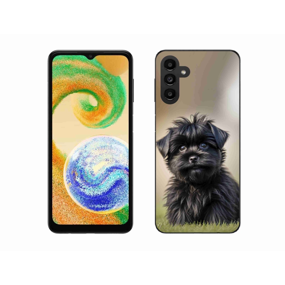 Gélový kryt mmCase na Samsung Galaxy A04s (164,7 x76, 7x9, 1 mm) - roztomilý čierny psík