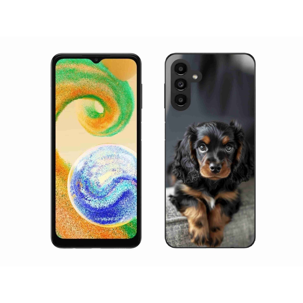 Gélový kryt mmCase na Samsung Galaxy A04s (164,7 x76, 7x9, 1 mm) - roztomilý dlhosrstý jazvečík