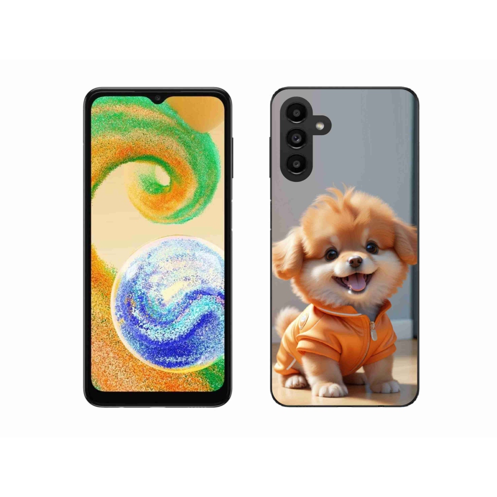 Gélový kryt mmCase na Samsung Galaxy A04s (164,7 x76, 7x9, 1 mm) - roztomilý pomeranian v mikine