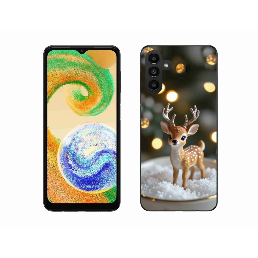 Gélový kryt mmCase na Samsung Galaxy A04s (164,7x76,7x9,1 mm) - roztomilý vianočný jeleň