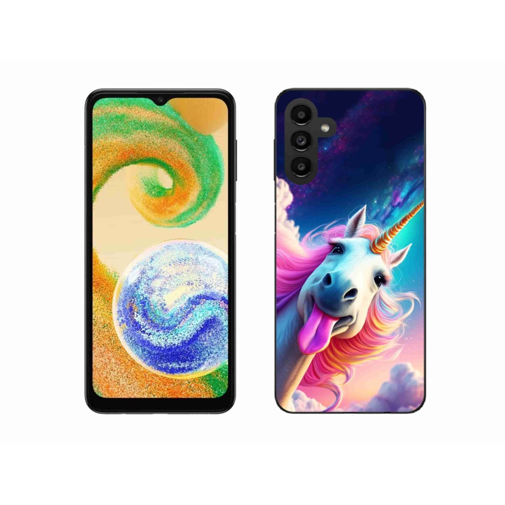 Gélový kryt mmCase na Samsung Galaxy A04s (164,7 x76, 7x9, 1 mm) - šialený jednorožec