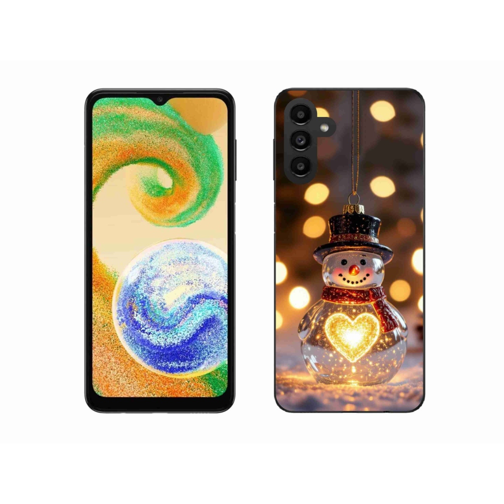 Gélový kryt mmCase na Samsung Galaxy A04s (164,7x76,7x9,1 mm) - svietiaci vianočný snehuliak