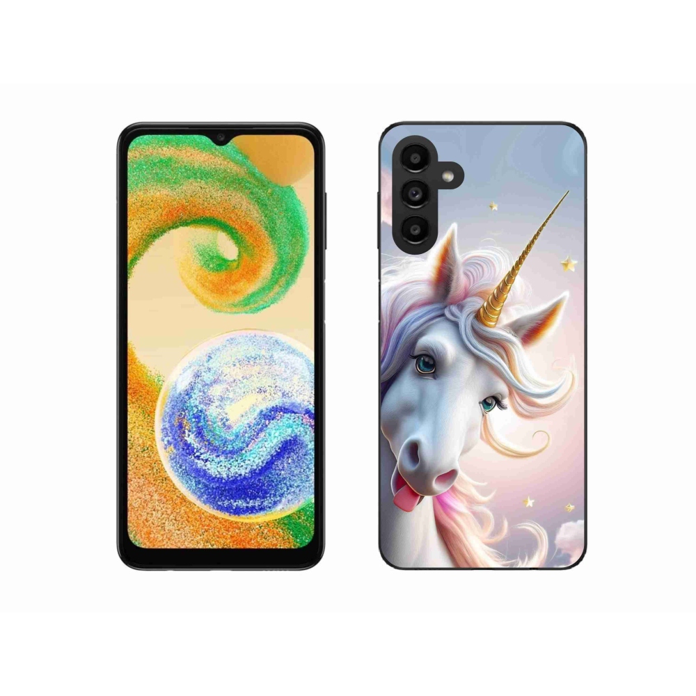 Gélový kryt mmCase na Samsung Galaxy A04s (164,7 x76, 7x9, 1 mm) - veselý jednorožec