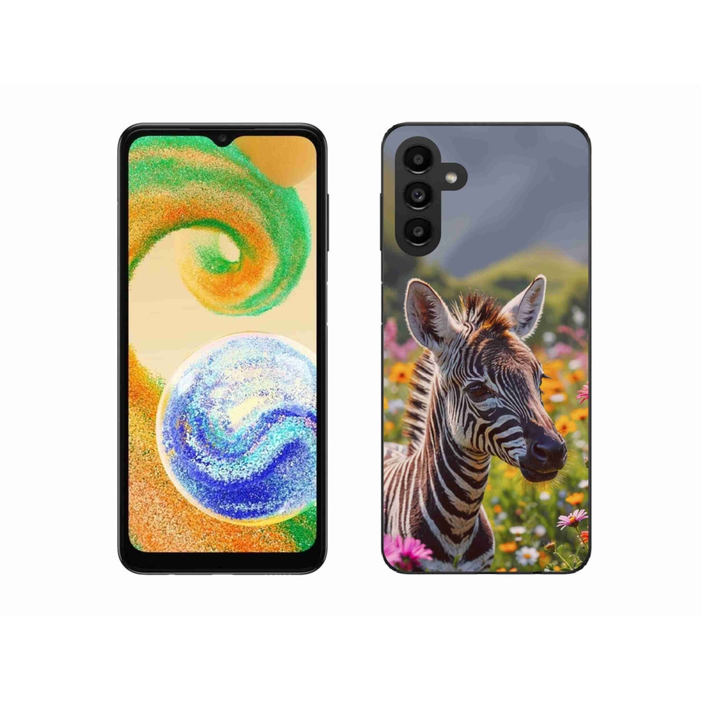 Gélový kryt mmCase na Samsung Galaxy A04s (164,7 x76, 7x9, 1 mm) - zebra na lúke