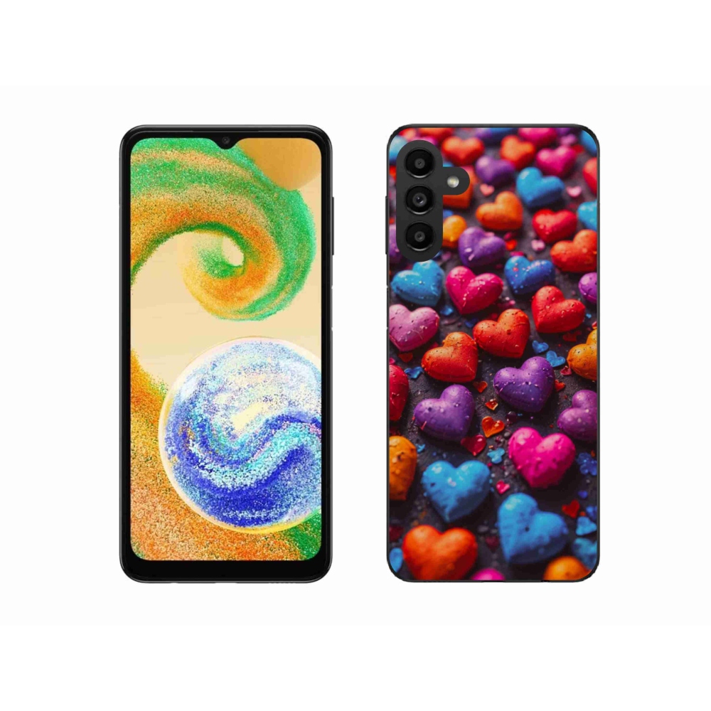Gélový kryt mmCase na Samsung Galaxy A04s - farebné srdcia