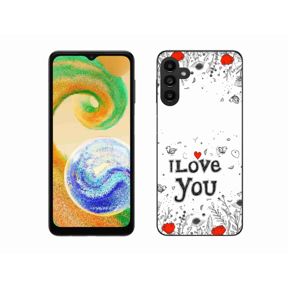 Gélový kryt mmCase na Samsung Galaxy A04s - I love you biele pozadie