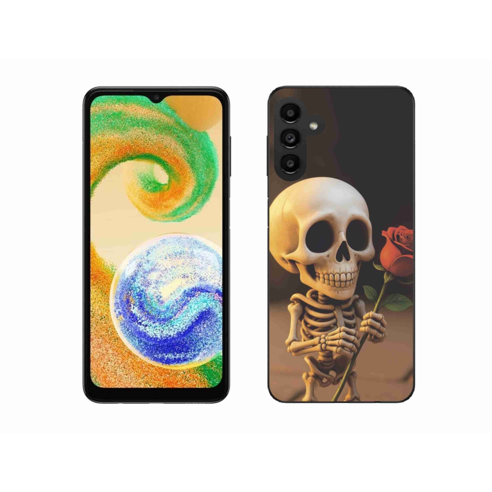 Gélový kryt mmCase na Samsung Galaxy A04s - kostlivec s ružou