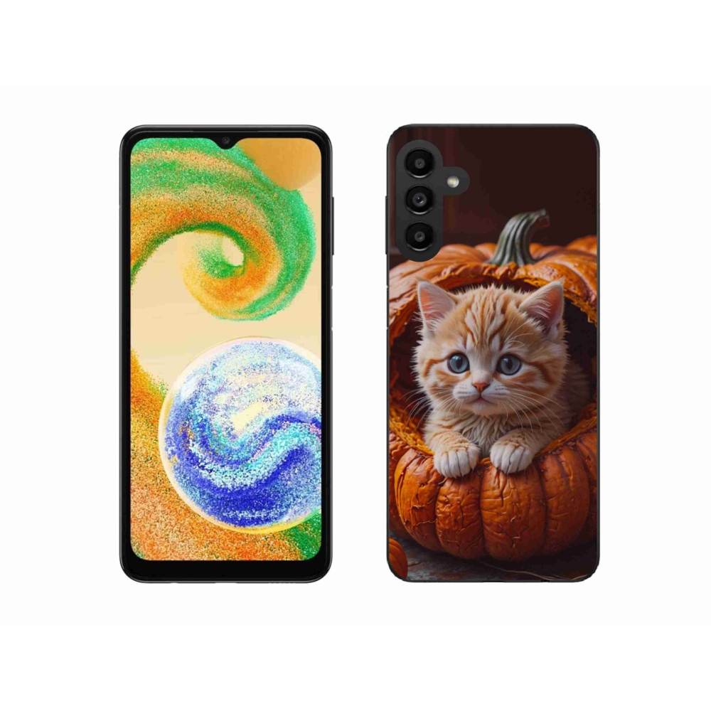 Gélový kryt mmCase na Samsung Galaxy A04s - mačiatko a tekvica 2