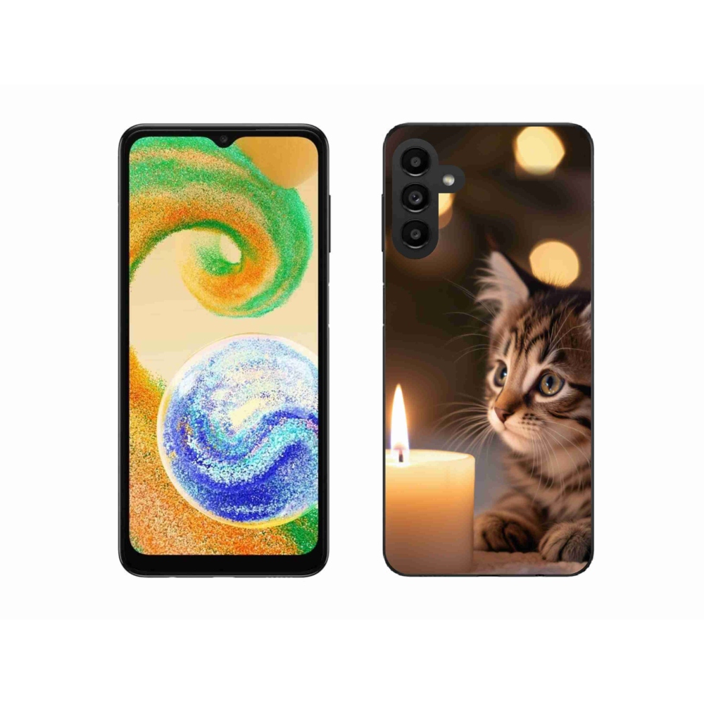 Gélový kryt mmCase na Samsung Galaxy A04s - mačiatko a sviečka