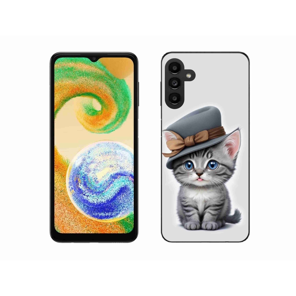 Gélový kryt mmCase na Samsung Galaxy A04s - mačiatko s klobúkom