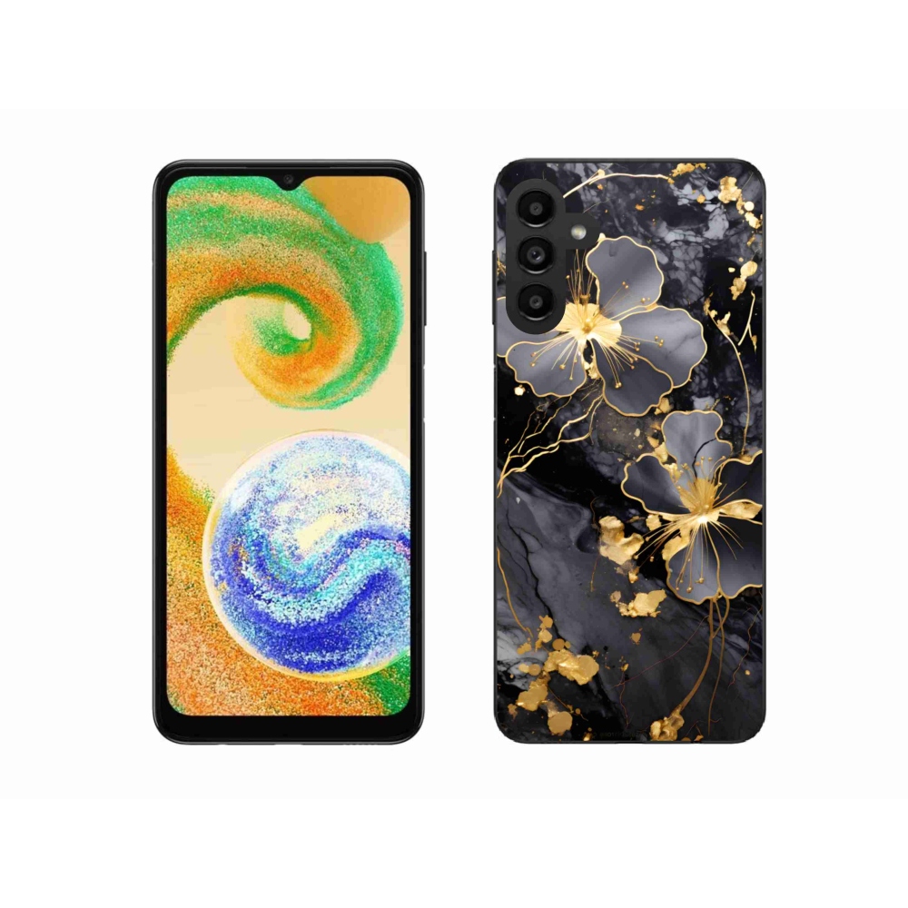 Gélový kryt mmCase na Samsung Galaxy A04s - zlaté kvety