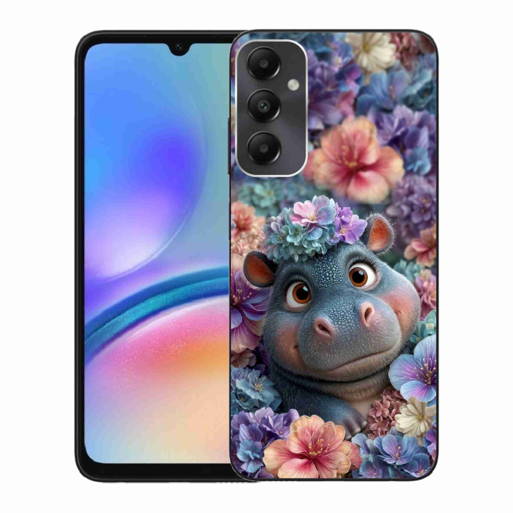 Gélový kryt mmCase na Samsung Galaxy A05s - hrošík v kvetoch