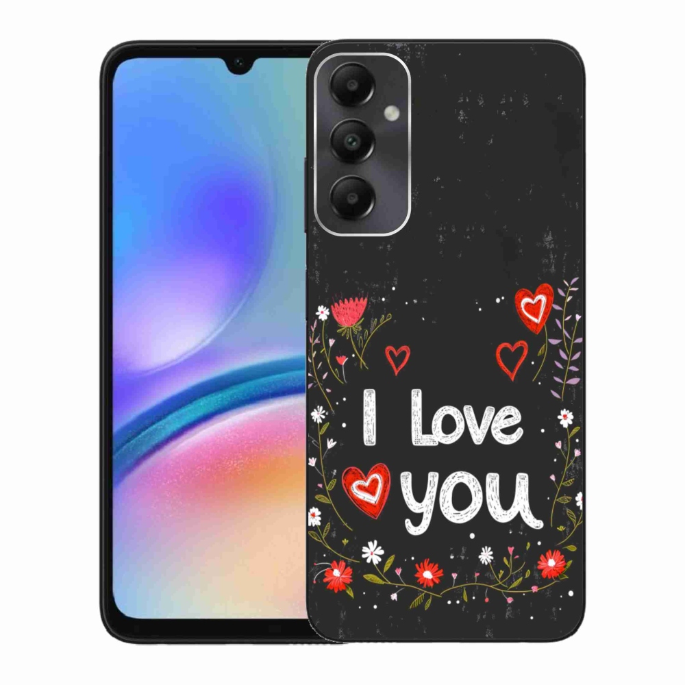 Gélový kryt mmCase na Samsung Galaxy A05s - I love you čierne pozadie