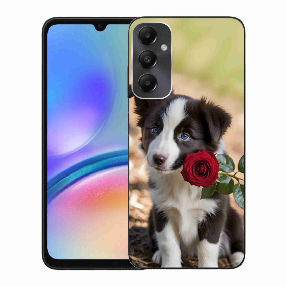 Gélový kryt mmCase na Samsung Galaxy A05s - roztomilá border kólia s ružou