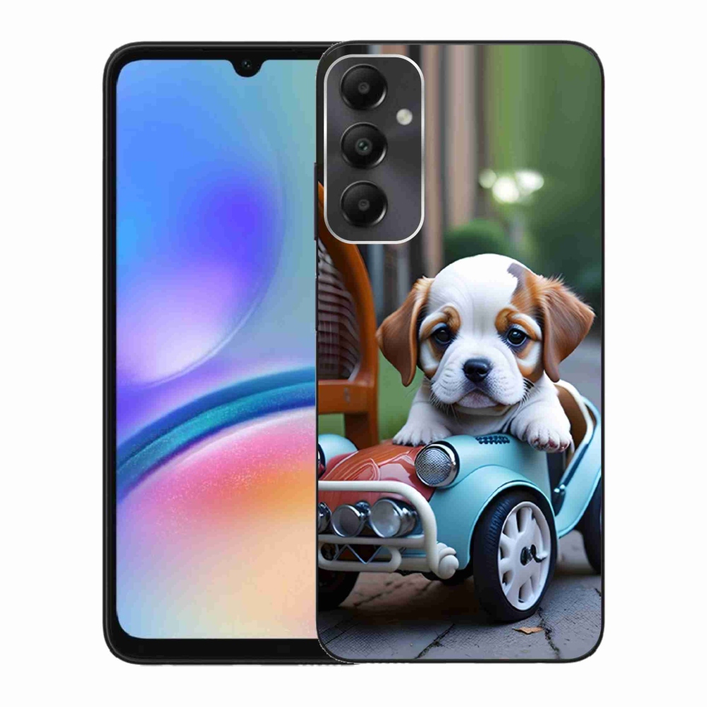 Gélový kryt mmCase na Samsung Galaxy A05s - šteňa v retro aute