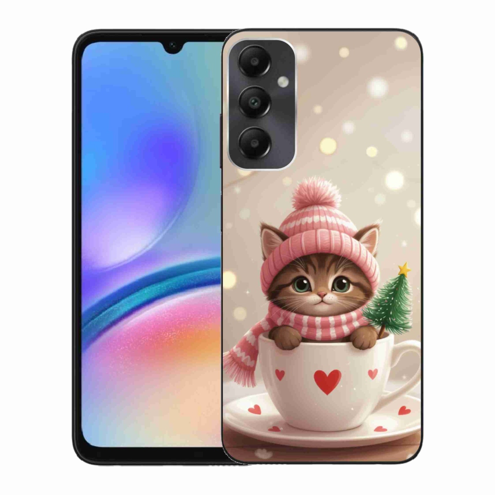 Gélový kryt mmCase na Samsung Galaxy A05s - vianočné mačiatko v hrnčeku