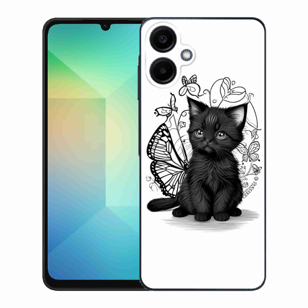 Gélový kryt mmCase na Samsung Galaxy A06 - čierne mačiatko