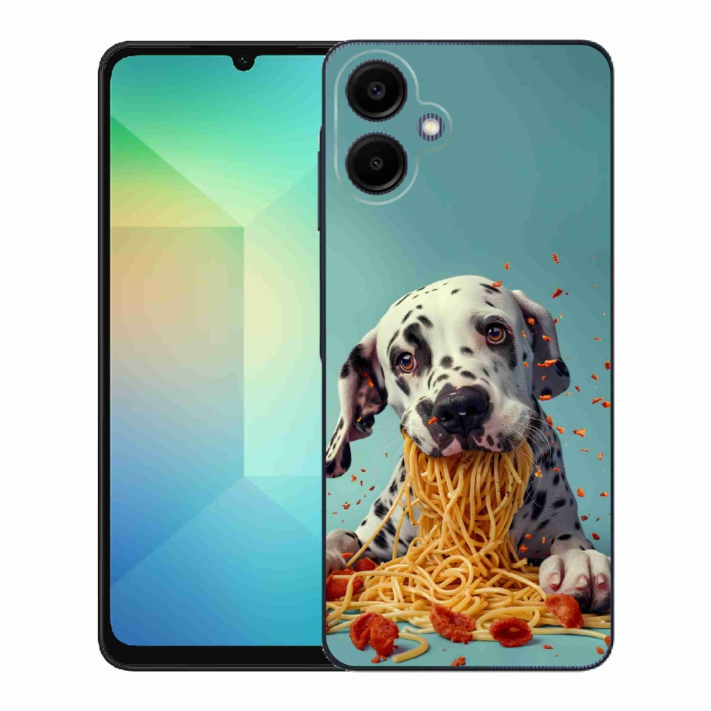 Gélový kryt mmCase na Samsung Galaxy A06 - dalmatín a špagety
