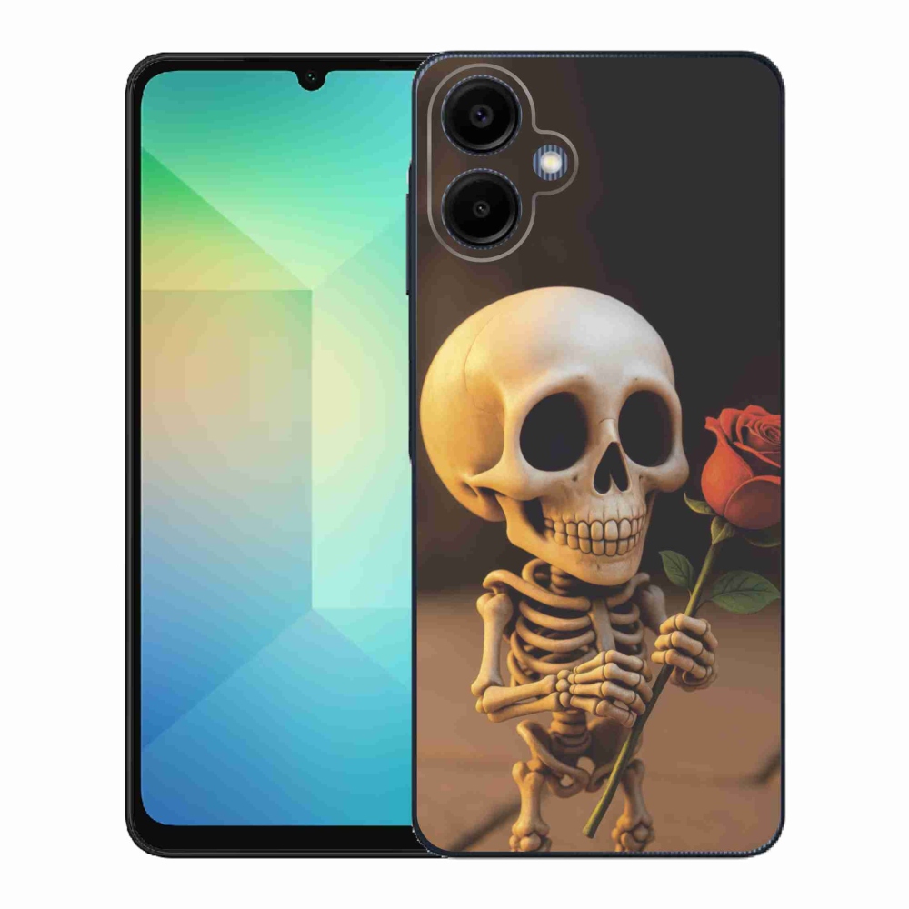 Gélový kryt mmCase na Samsung Galaxy A06 - kostlivec s ružou