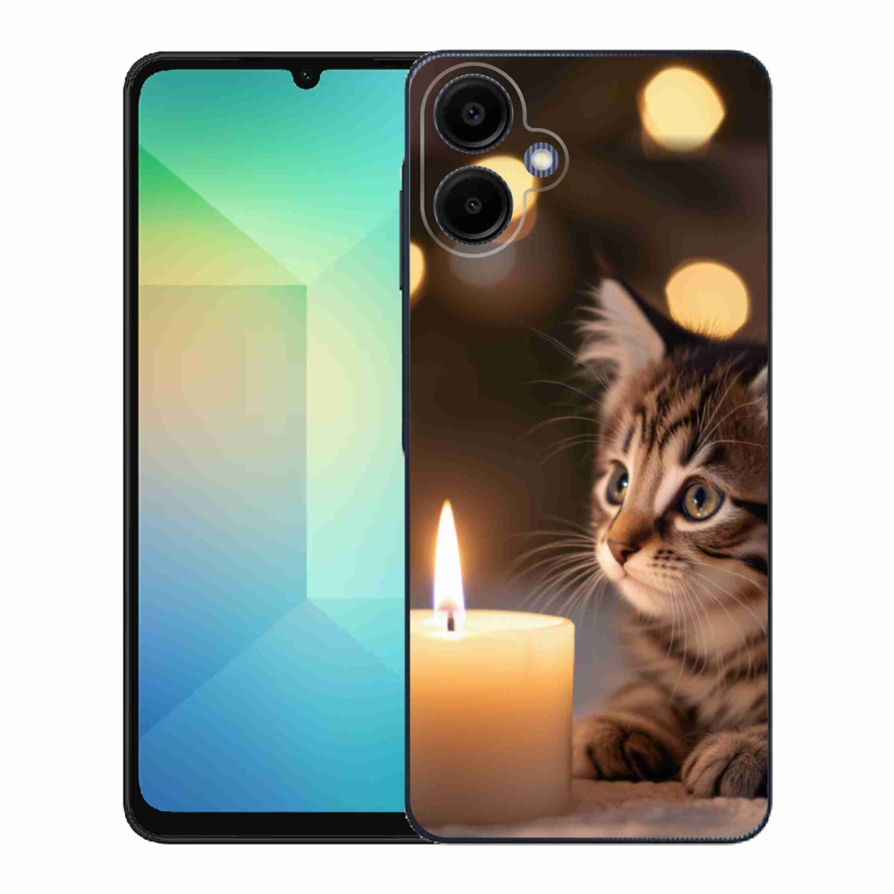 Gélový kryt mmCase na Samsung Galaxy A06 - mačiatko a sviečka