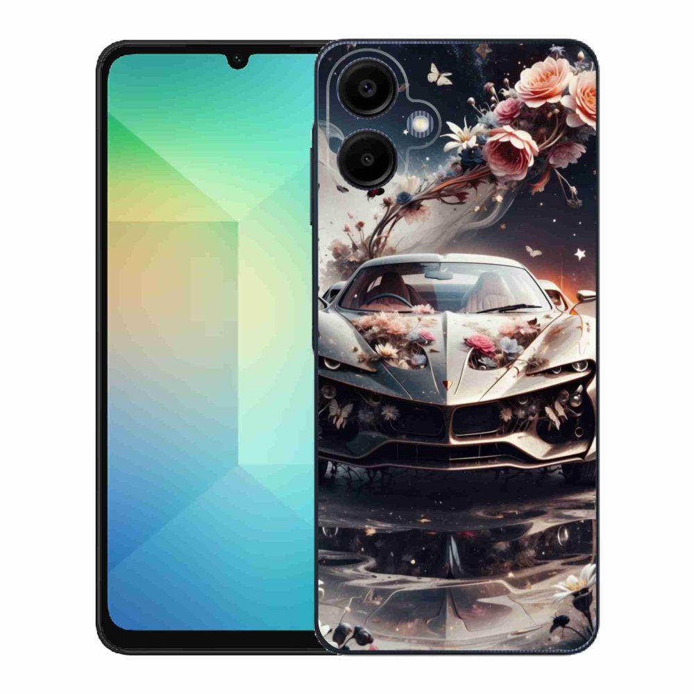 Gélový kryt mmCase na Samsung Galaxy A06 - kvetinový športový automobil