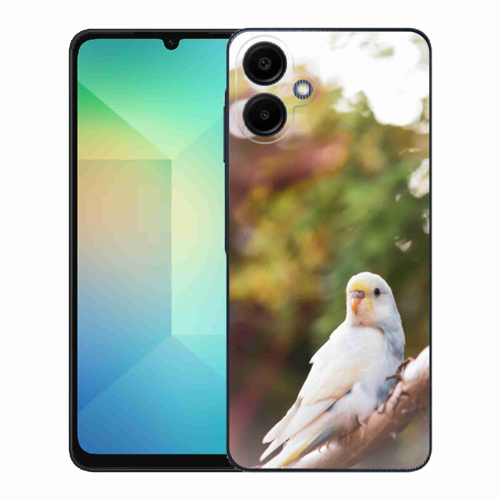 Gélový kryt mmCase na Samsung Galaxy A06 - papagáj andulka biela