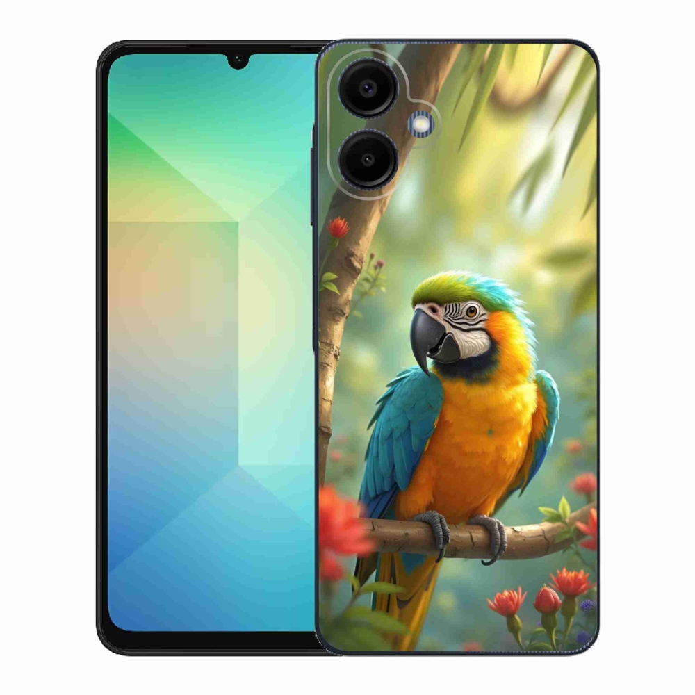 Gélový kryt mmCase na Samsung Galaxy A06 - papagáj ara modrožltá