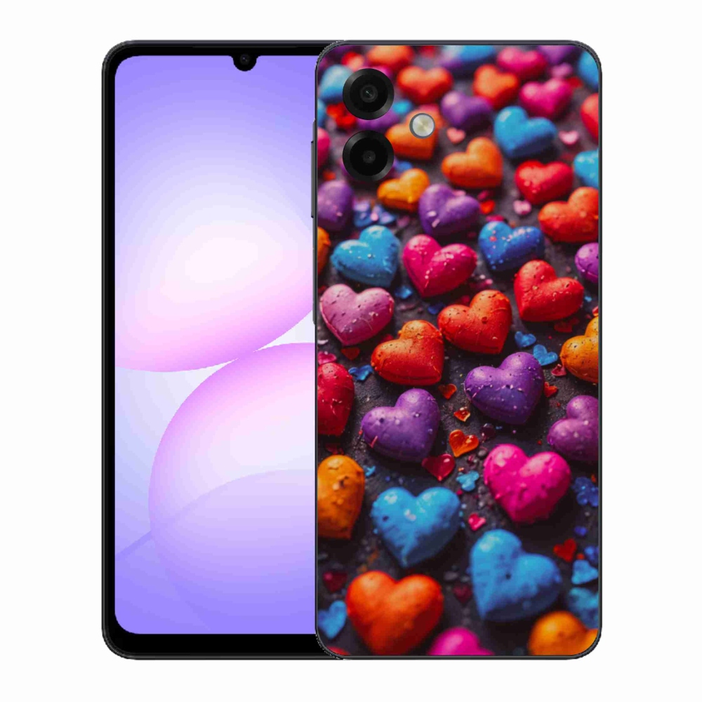 Gélový kryt mmCase na Samsung Galaxy A07 - farebné srdcia