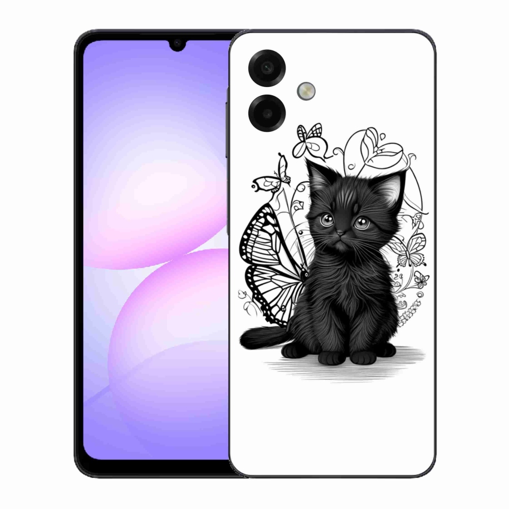 Gélový kryt mmCase na Samsung Galaxy A07 - čierne mačiatko