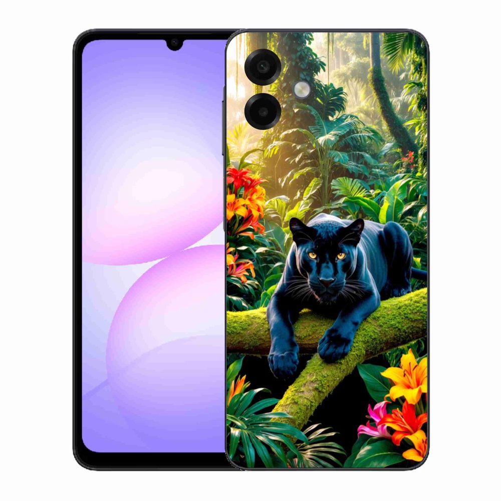 Gélový kryt mmCase na Samsung Galaxy A07 - čierny panter v džungli