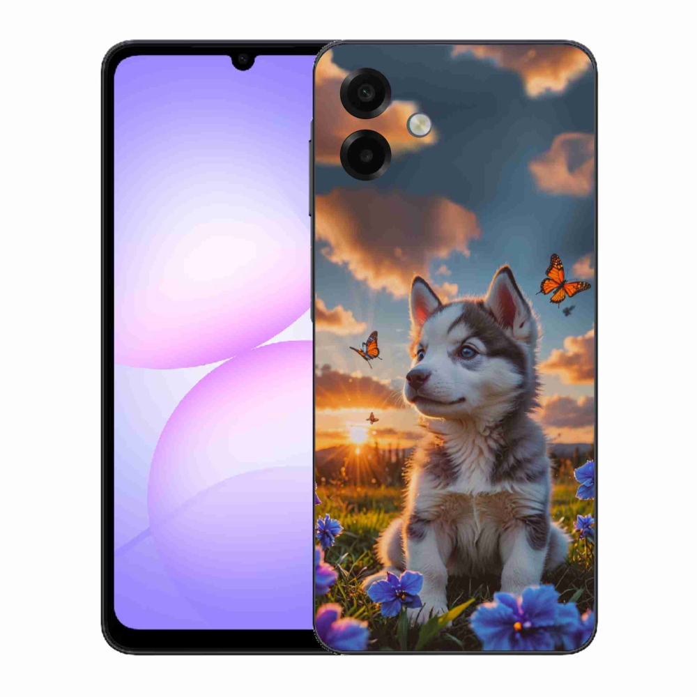Gélový kryt mmCase na Samsung Galaxy A07 - husky pri západe slnka